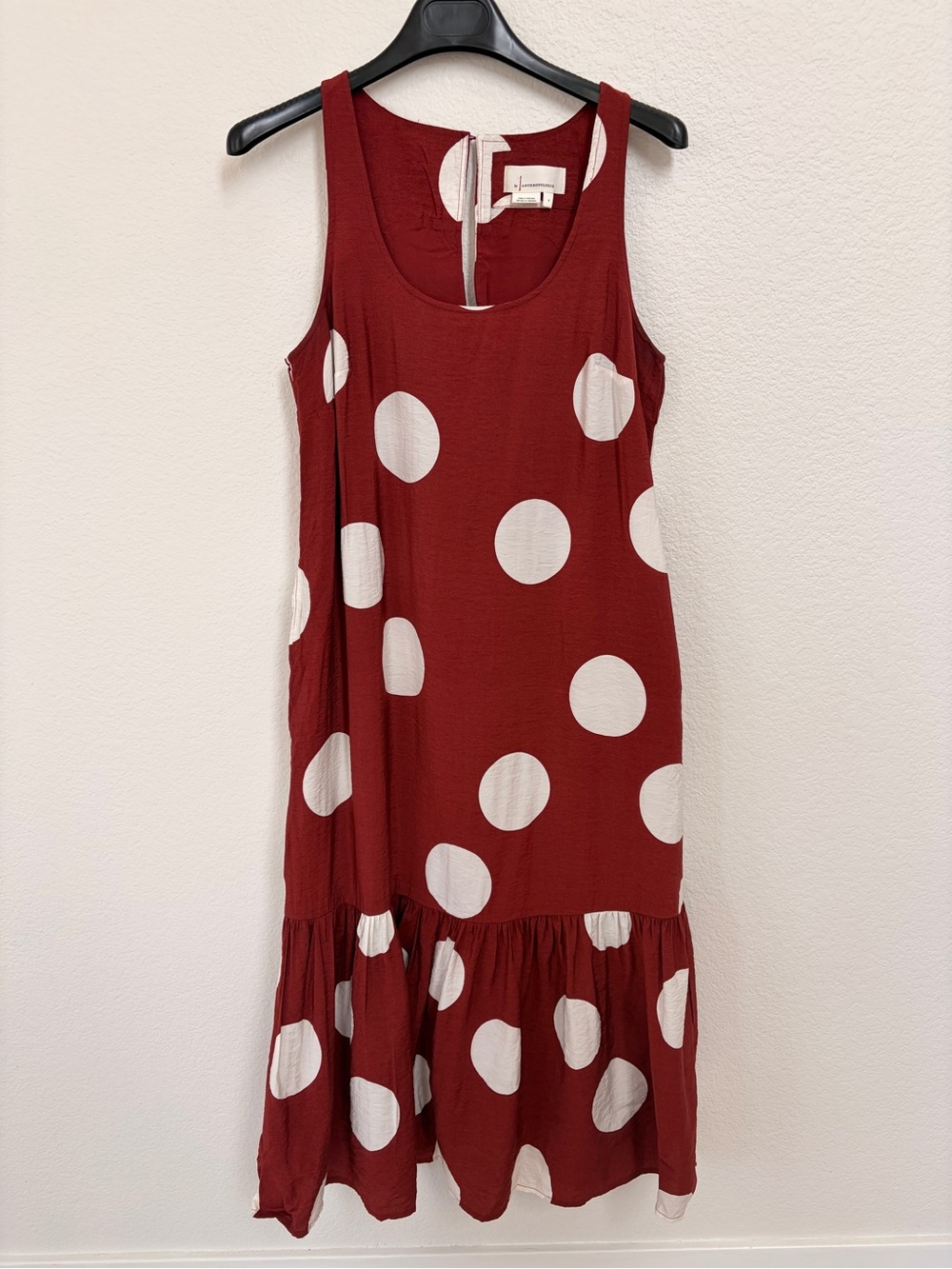Anthropologie Rust Midi Dress with White Polka Dots - Picture 2 of 7
